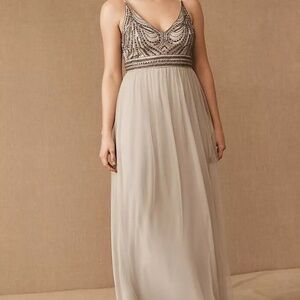 BHLDN Anthropologie Colette Beaded Maxi Dress